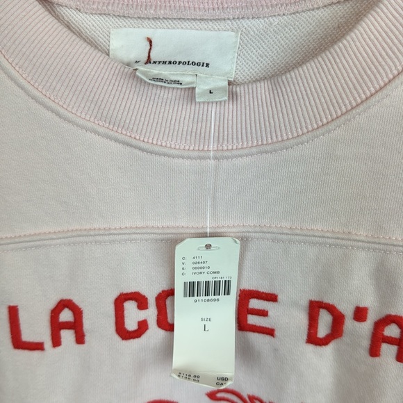 New by Anthropologie Light Ivory Comb Pink Sleeveless Graphic Tee Size Large NWT - Picture 7 of 10